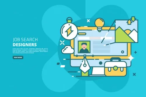 背景求职说明矢量插图Job Search Illustration02