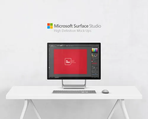高质量电脑模型PSD贴图模板Microsoft Surface Studio Mockups