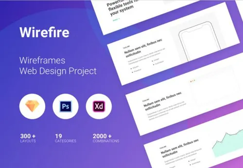 整套Web网页线框原型设计UI工具包 Wirefire - Wireframe