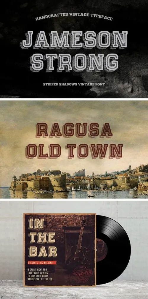 复古衬线英文字体 Shadow Stripes Vintage Typeface