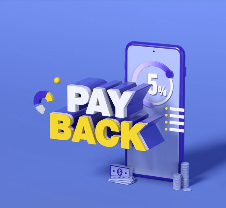 3D卡通可爱的年终结算收款期场景海报模板素材