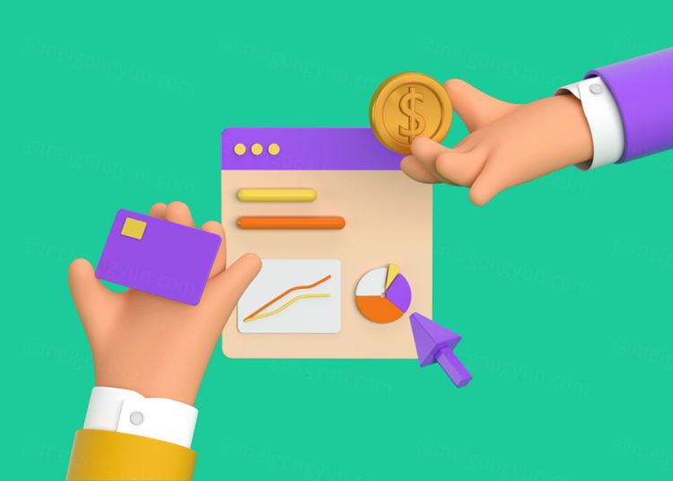 3D卡通可爱的年终结算收款期场景海报模板素材