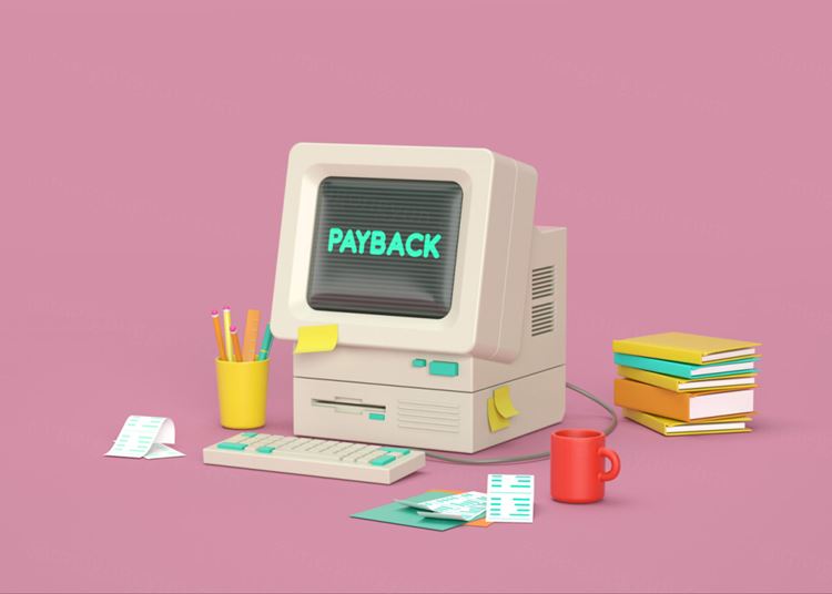 3D卡通可爱的年终结算收款期场景海报模板素材