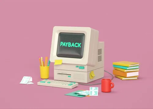 3D卡通可爱的年终结算收款期场景海报模板素材