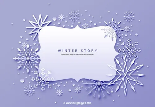 冬季剪纸贴画风格PSD海报Paper-Cut in winter