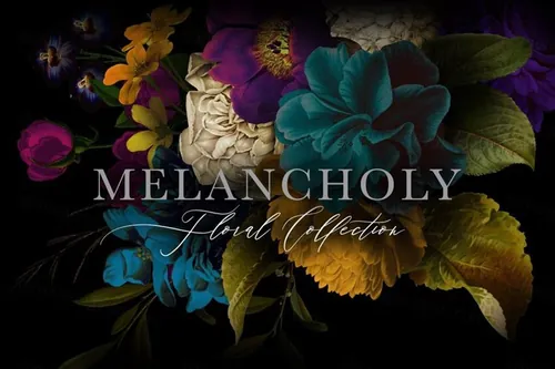 忧郁格调复古花卉插画素材 Melancholy-Floral