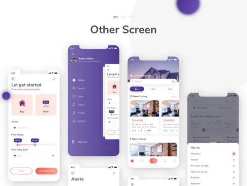 出租家庭移动用户界面工具包Rent Home Mobile UI KI