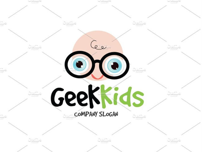 儿童卡通极客图形LOGO创意素材模板 Geek Kids