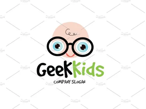 儿童卡通极客图形LOGO创意素材模板 Geek Kids