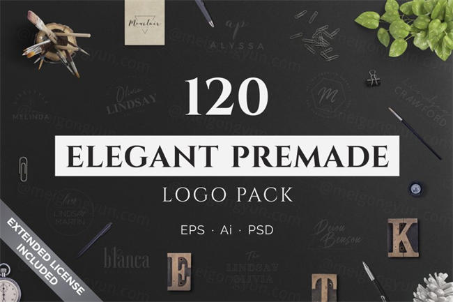 预先准备的LOGO设计预备图形素材包Elegant Premade
