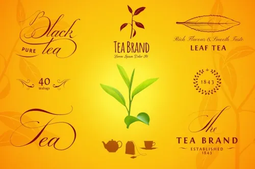 茶标签LOGO 和 元素 Tea Labels , Logos and Elements