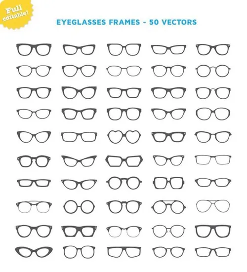 50种眼镜图形LOGO模板 Eyeglasses Frames  Vectors