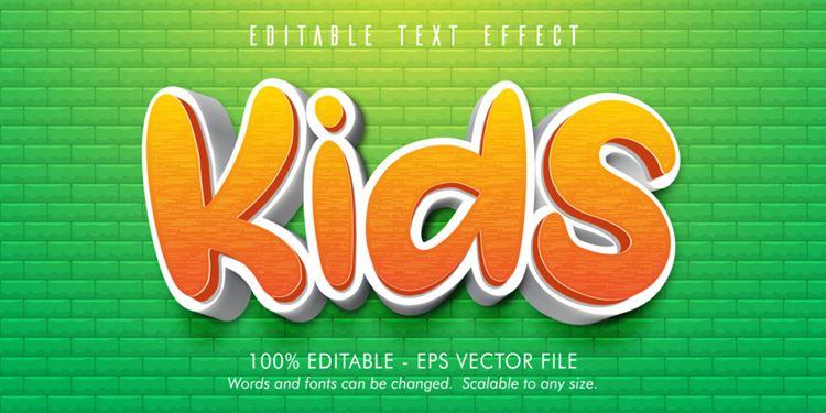 卡通三维立体特效字体文本特效可编辑EPS矢量模板素材3d text style effect