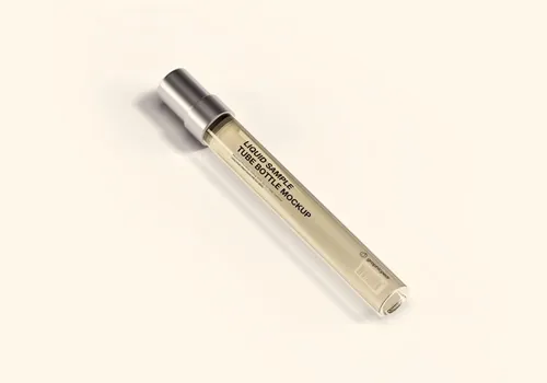 液体样品玻璃试管样品包装贴图样机PSD模板 Liquid Sample Tube Bottle Mockup