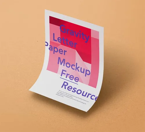 微妙的浮动重力A4宣传的样机 Gravity Psd Paper Mockup Vol3