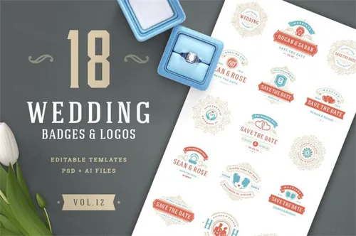18个唯美复古风格的婚礼Wedding Logos and Badges