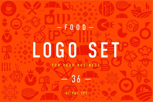 现代时尚的食物LOGO标志设计矢量Food Logo set