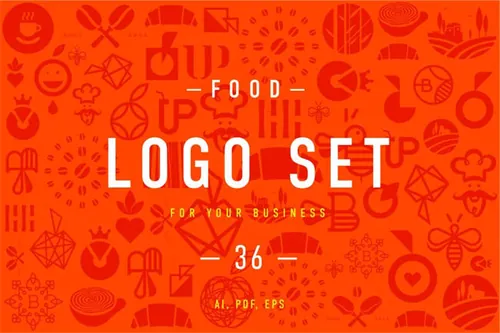 现代时尚的食物LOGO标志设计矢量Food Logo set
