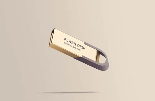 高级金属真实质感VIS设计应用展示U盘展示样机PSD模板 Flying Flash Disk Mockup