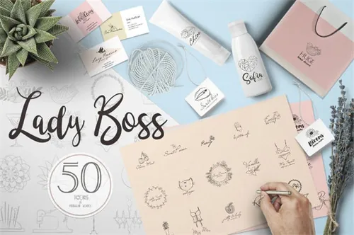 漂亮女性时尚品牌标示素材Lady Boss