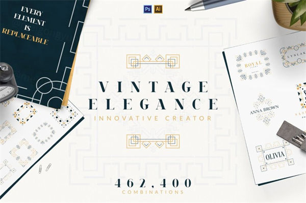 复古优雅的轻奢质感的logo标志Vintage Elegance
