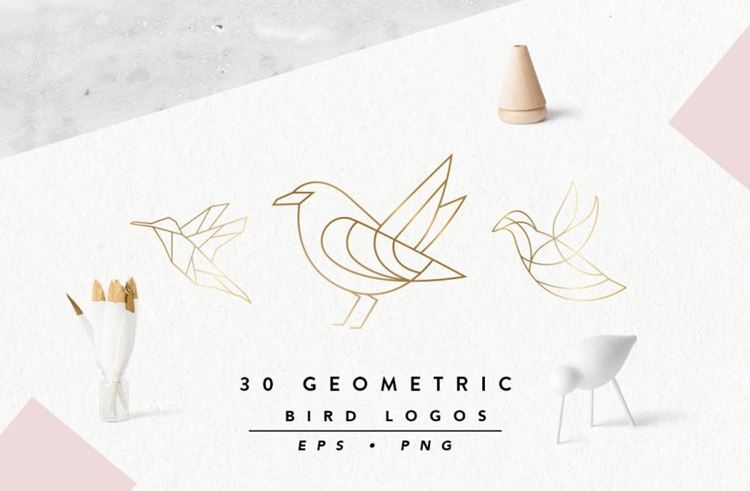 90款独立的鸟类抽象标示Geometric Bird Logos
