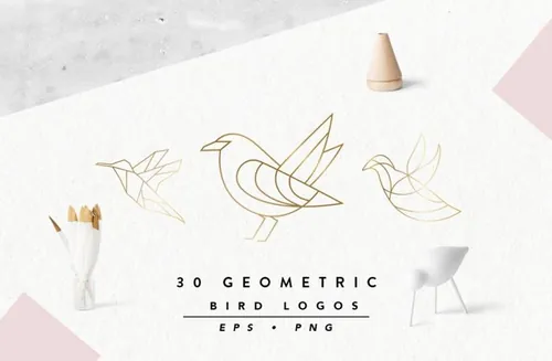 90款独立的鸟类抽象标示Geometric Bird Logos