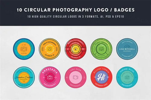 10个高品质的圆形矢量摄影标志Circular Photography
