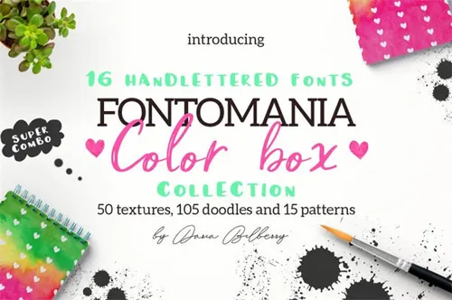 170个手绘水彩矢量元素FONTOMANIA COLOR