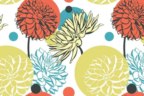 复古色调花卉插图设计元素Creative Dahlia Flowers Pattern
