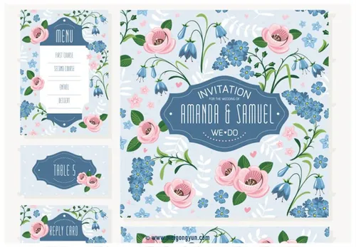 邀请函请柬封面矢量元素Invitation card cov