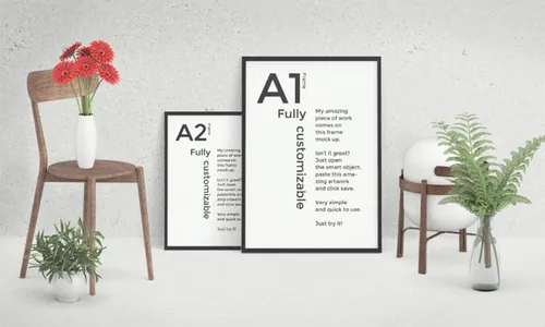 相框模型PSD贴图模板Front View Mockup Scene