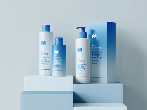 化妆品沐浴露洗发水喷雾品牌包装设计提案样机PSD模板 Cosmetic Bottles Mockup