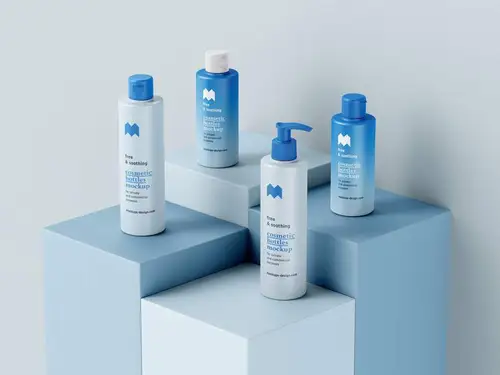 化妆品沐浴露洗发水喷雾品牌包装设计提案样机PSD模板 Cosmetic Bottles M