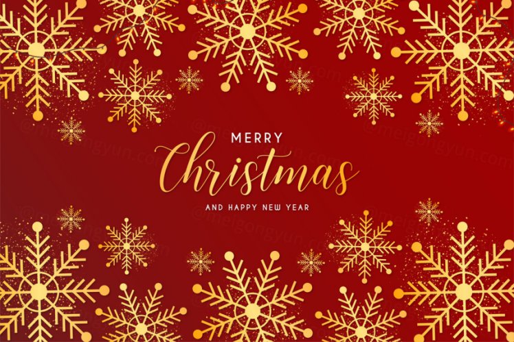 红色金色圣诞节新年贺卡现实主义装饰元素EPS矢量海报素材