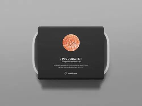 一次性食品快餐盒泡沫包装样机  rectangular-food-container-mockup