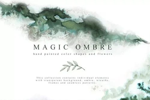 翡翠色调手绘花纹图案素材 Magic Ombre Collection Pro