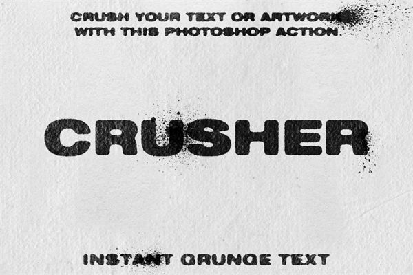 潮流做旧仿旧设计破坏肮脏压碎污垢墨水喷溅特效PS动作 CRUSHER