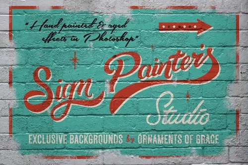 油漆手绘墙面广告图层样式 Sign Painter’s
