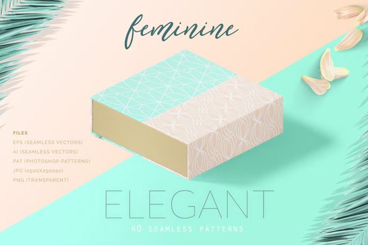 优雅的线条无缝拼接图案合辑 Feminine Elegant