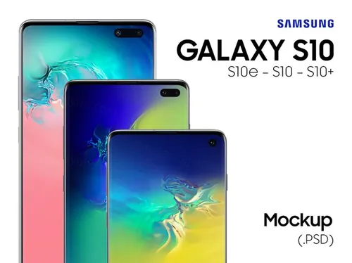 三星s10手机样机贴图PSD模版素材 Samsung Galaxy S10 Mockups