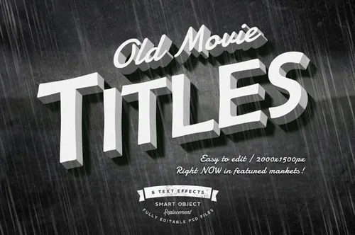 6个老电影标题图层样式 6 Old Movie Titles