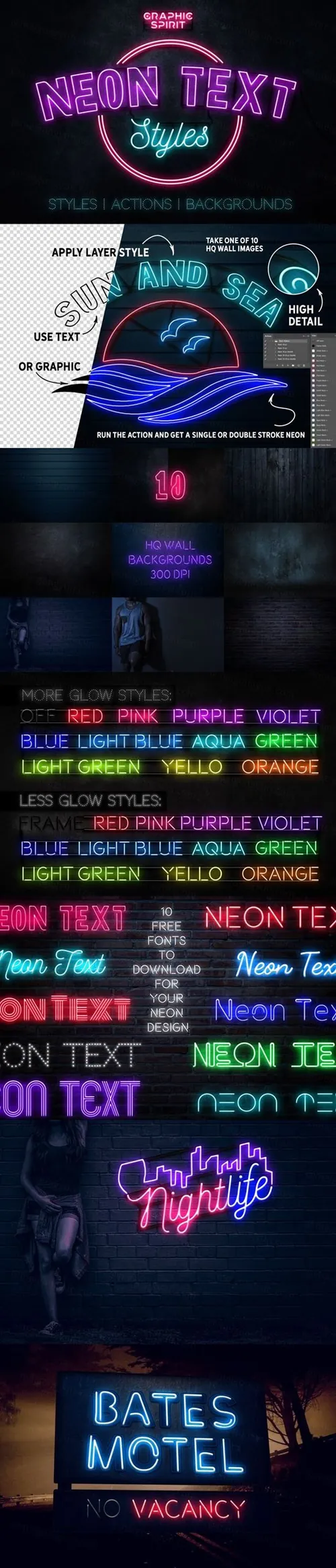 霓虹灯文字的图层样式和动作下载 Neon Text