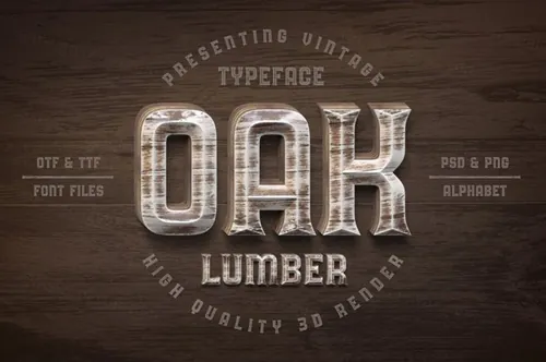 橡木木材效果的字体 Oak Lumber Typeface