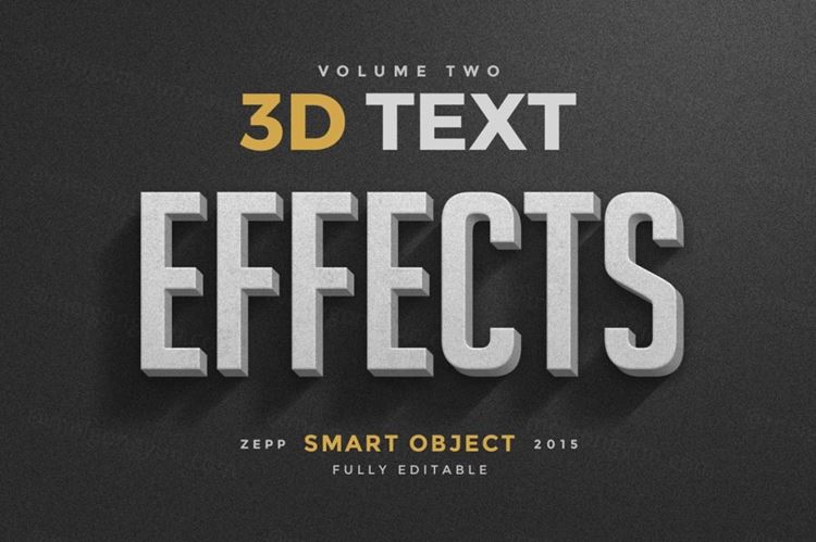 3D特效PS字体图层样式 3D Text Effects