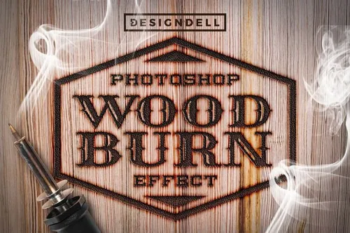 木头烧出的特效PS图层样式下载 Wood Burn