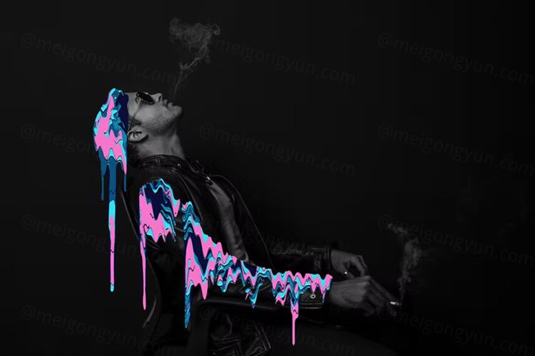 卡通粘液液体流动融化图片效果PS动作素材 Cartoon M