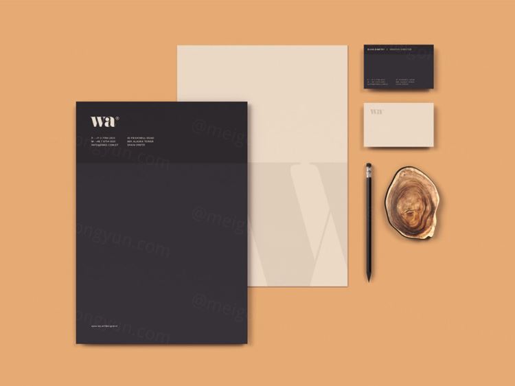 企业品牌VI设计展示文具样机模板 Minimal Overhead Stationery Mockup