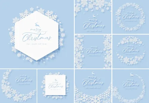 冬季圣诞节新年雪晶背景装饰元素合集包 Winter back