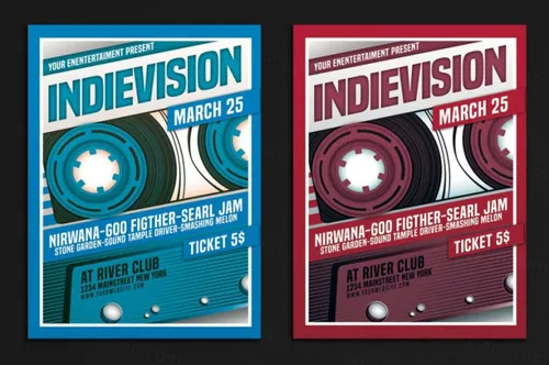 90年代独立摇滚音乐节传单海报模板 elements-indie-rock-90s-music-D9NUYK--03-10